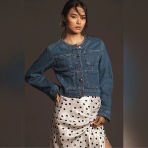 Anthropologie Maeve Coco Denim cropped jacket